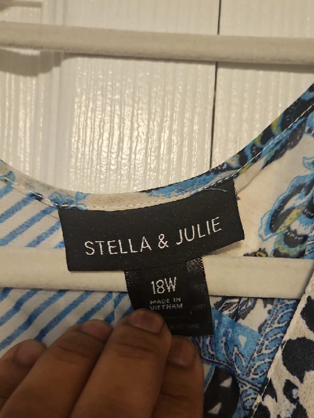 Blue Patchwork Print V-Neck Midi Dress - Picture 2 of 2